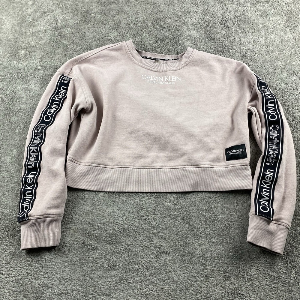 Calvin Klein Performance Sweater Womens Small‎ Pullover Light Pink Large Logo